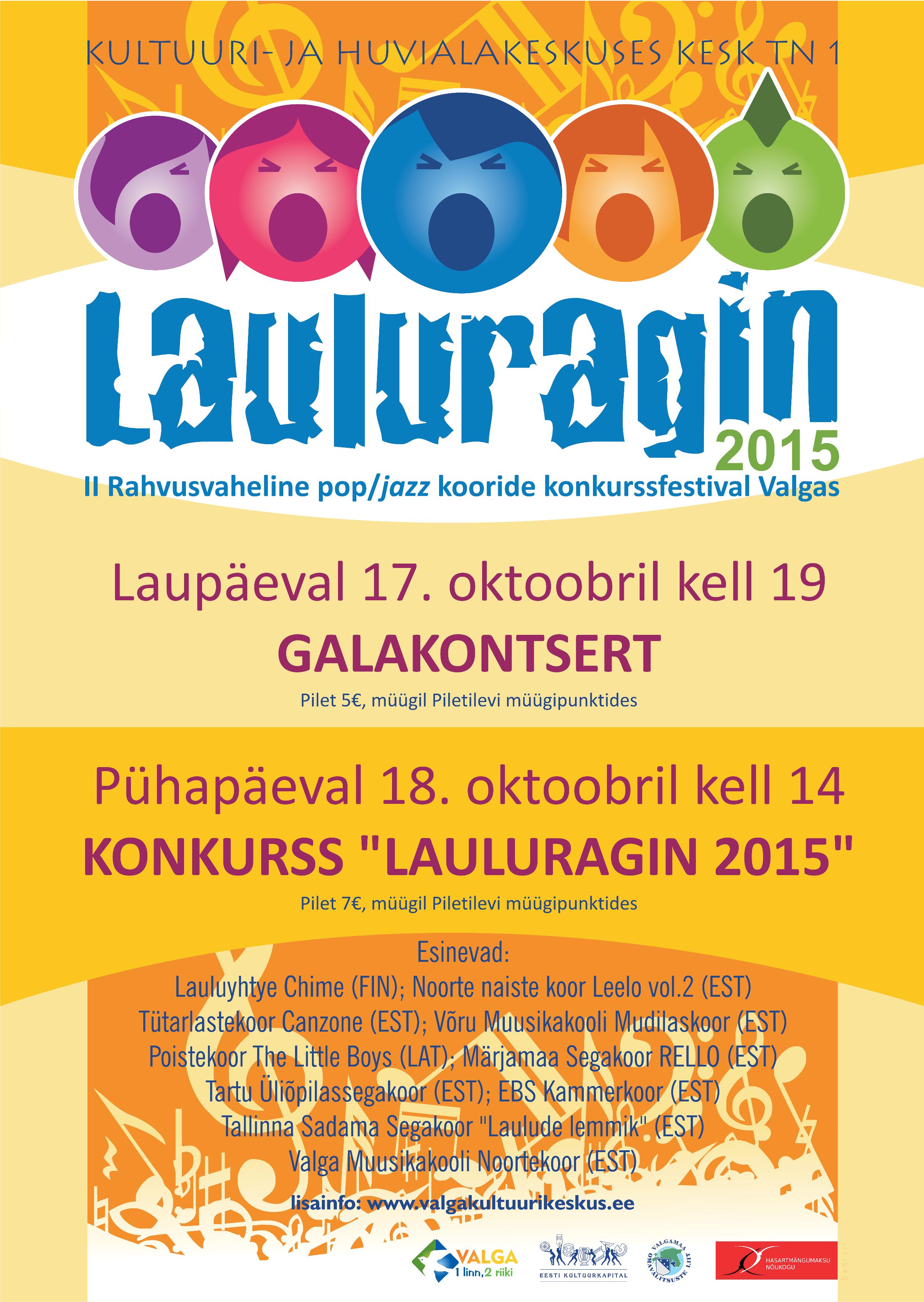 II Rahvusvaheline pop/jazz kooride konkurssfestival LAULURAGIN 2015 KONKURSS